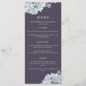 Navy Blue Waterverf Hydrangeas Wedding Menu (Voorkant)