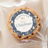 Navy Blue Waterverf Kerst sticker