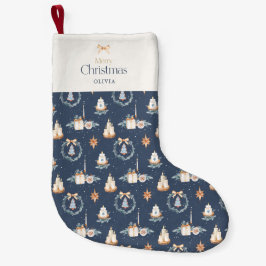 Navy Blue Waterverf kerstkous Kleine Kerstsok