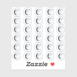 Navy Blue Waterverf letter "C" mini Stickers