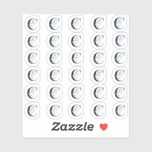 Navy Blue Waterverf letter "C" mini Stickers (Vel)