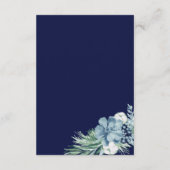 Navy Blue Waterverf magenta Floral Wedding Detail Informatiekaartje (Achterkant)