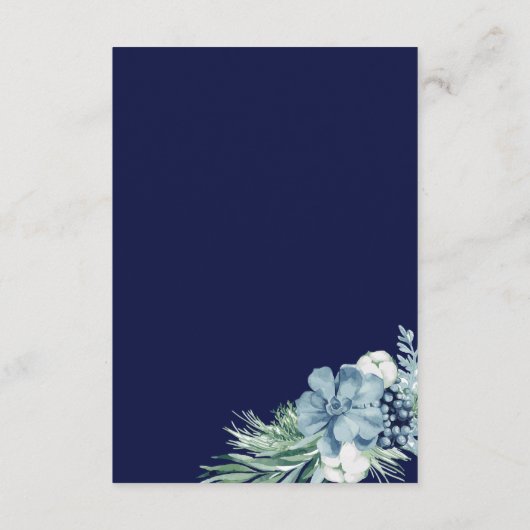 Navy Blue Waterverf magenta Floral Wedding Detail Informatiekaartje (Achterkant)