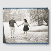 Navy Blue Waterverf Martha's Vineyard Kaart Trouwe Gastenboek (Achterkant)