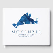 Navy Blue Waterverf Martha's Vineyard Kaart Trouwe Gastenboek (Voorkant)