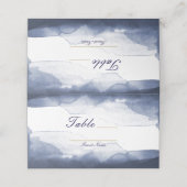 Navy Blue Waterverf Modern Tafelnummer Zitplaatsen Plaatskaartje (Buitenkant ongevouwen)