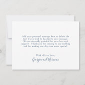 Navy Blue Waterverf Modern Winter Wedding Bedankkaart (Achterkant)