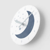Navy Blue Waterverf Moon en Stars Ronde Klok (Hoek)