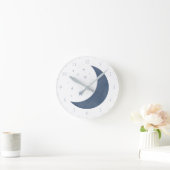 Navy Blue Waterverf Moon en Stars Ronde Klok (Huis)