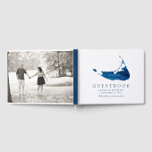 Navy Blue Waterverf Nantucket Kaart Bruiloft Gastenboek (Volledig)
