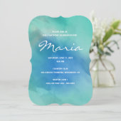 Navy Blue Waterverf ombre Birthday Uitnodiging (Staand voorkant)