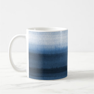 Navy Blue Waterverf Ombre Coffee Mok
