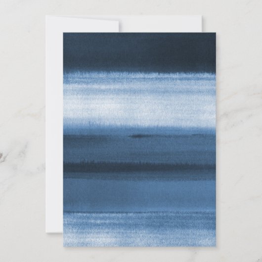 Navy Blue Waterverf Ombre Kaart (Voorkant)