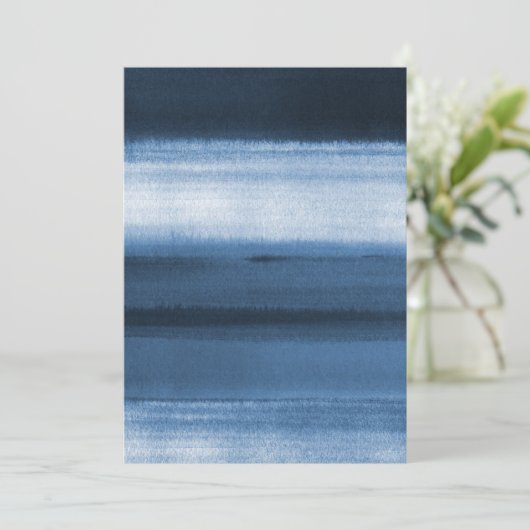 Navy Blue Waterverf Ombre Kaart (Staand voorkant)