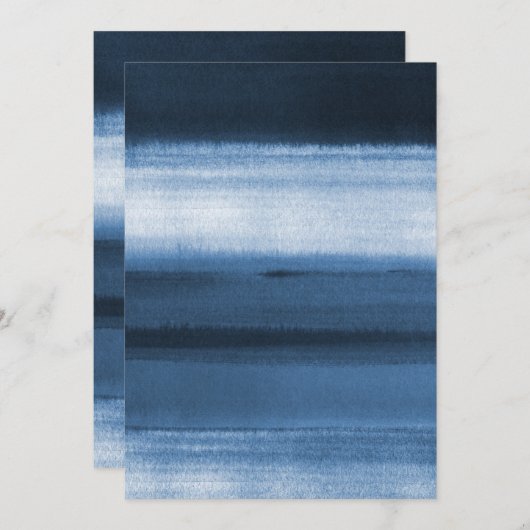 Navy Blue Waterverf Ombre Kaart (Voorkant / Achterkant)