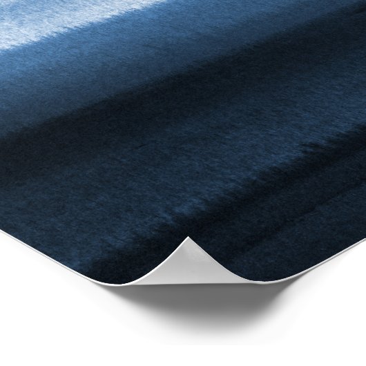 Navy Blue Waterverf Ombre Poster (Hoek)