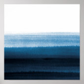 Navy Blue Waterverf Ombre Poster (Voorkant)