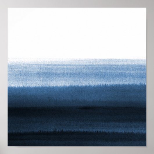 Navy Blue Waterverf Ombre Poster (Voorkant)