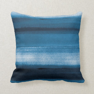 Navy Blue Waterverf Ombre Sierkussen