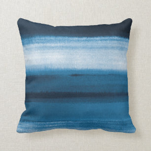 Navy Blue Waterverf Ombre Sierkussen