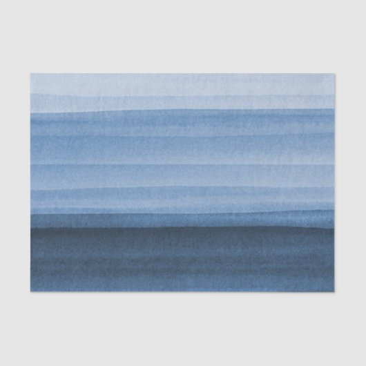Navy Blue Waterverf Ombre Tissue Paper Tissuepapier (Voorkant)