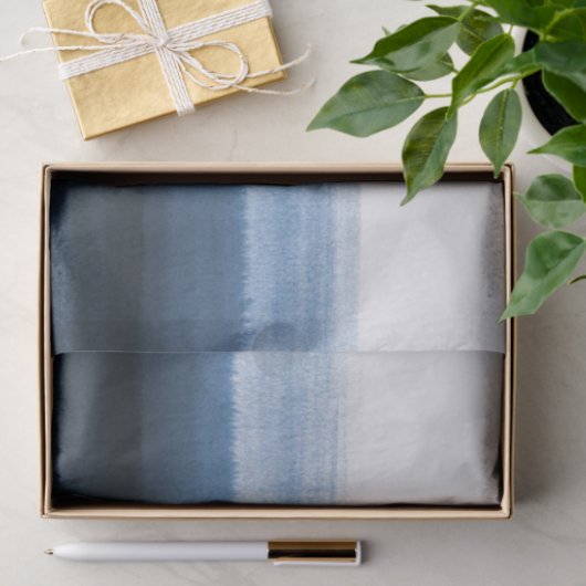 Navy Blue Waterverf Ombre Tissuepapier (Geschenk)