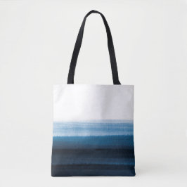 Navy Blue Waterverf Ombre Tote Bag