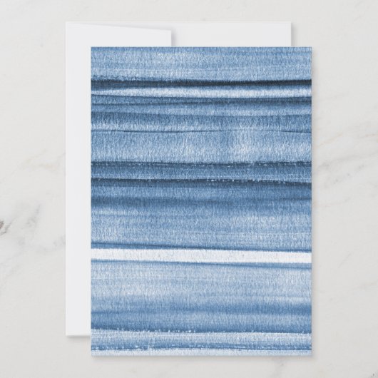 Navy Blue Waterverf Ombre Uitnodiging (Voorkant)