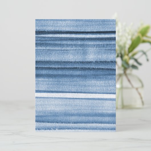 Navy Blue Waterverf Ombre Uitnodiging (Staand voorkant)