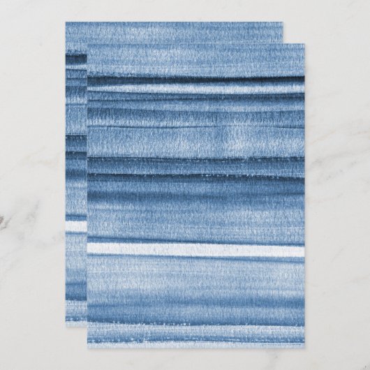 Navy Blue Waterverf Ombre Uitnodiging (Voorkant / Achterkant)