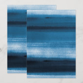 Navy Blue Waterverf Ombre Uitnodiging (Voorkant / Achterkant)