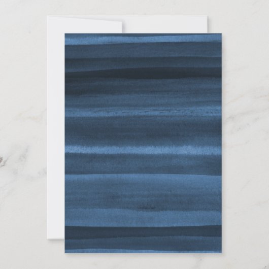 Navy Blue Waterverf Ombre Uitnodiging (Achterkant)