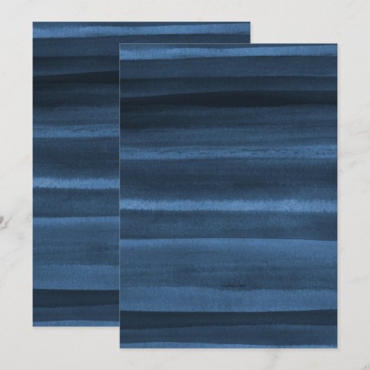Navy Blue Waterverf Ombre Uitnodiging (Voorkant / Achterkant)