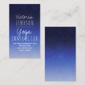 Navy blue waterverf ombre yoga visitekaartje (Voorkant / Achterkant)