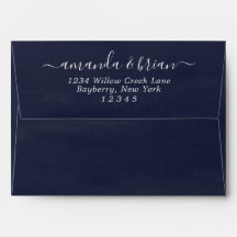 Navy Blue Waterverf Paper Script met 5 x 7 tekens