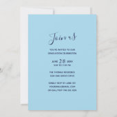 Navy Blue Waterverf Photo Graduparty Kaart (Achterkant)