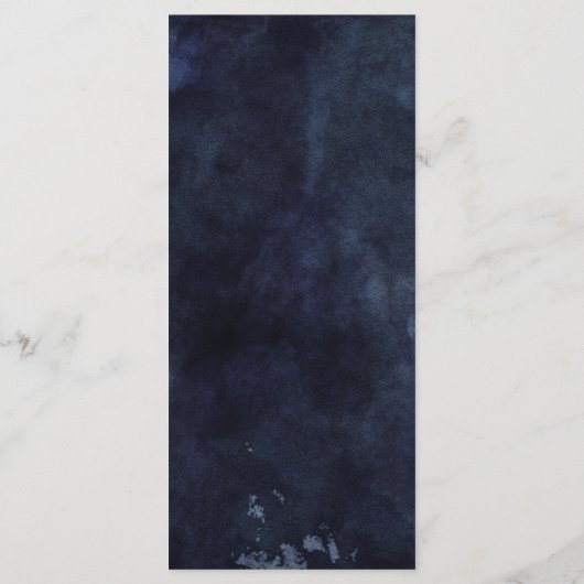 Navy Blue Waterverf & Roos Gold Wedding Menu (Achterkant)