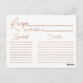 Navy Blue Waterverf Roos gouden bruids recept Kaar Briefkaart (Achterkant)