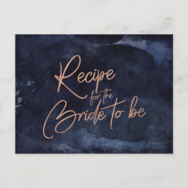 Navy Blue Waterverf Roos gouden bruids recept Kaar Briefkaart
