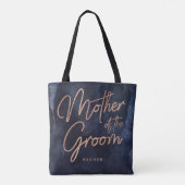 Navy Blue Waterverf Roos Gouden Moeder van de brui Tote Bag (Achterkant)