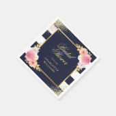 Navy Blue Waterverf Roze Bloemen Vrijgezellenfeest Servet (Hoek)