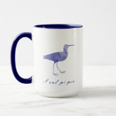 Navy Blue Waterverf Sandpiper Silhouette Mok (Links)