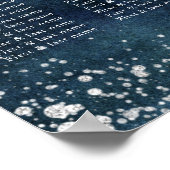 Navy Blue Waterverf Silver Wedding Seating Chart Poster (Hoek)