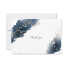 Navy Blue Waterverf Splash Gold Spletters Wedding