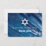 Navy Blue Waterverf Star van David Bar Mitzvah Bedankkaart<br><div class="desc">Navy Blue Waterverf was achtergrond met witte ster van David voor uw Bat Mitzvah of Bar Mitzvah FLAT Dank u wel. Schrijf je bericht op de achterkant. Voor vragen over de veranderingen van het douaneontwerp door de onafhankelijke ontwerper gelieve te emailen paula@labellarue.com VOORDAT u aanpast of een orde plaatst.</div>