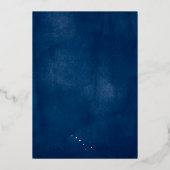 Navy Blue Waterverf Sterrennacht Bar Mitzvah Folie Uitnodiging (Achterkant)