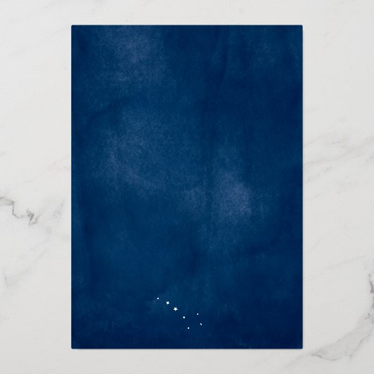 Navy Blue Waterverf Sterrennacht Bar Mitzvah Folie Uitnodiging (Achterkant)