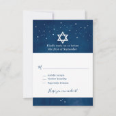 Navy Blue Waterverf Sterrennacht Bar Mitzvah RSVP (Voorkant)