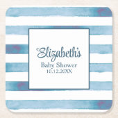 Navy Blue Waterverf Stripes Baby shower Kartonnen Onderzetters (Voorkant)