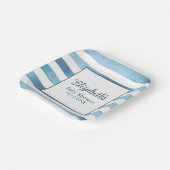 Navy Blue Waterverf Stripes Baby shower Papieren Bordje (Gebogen)